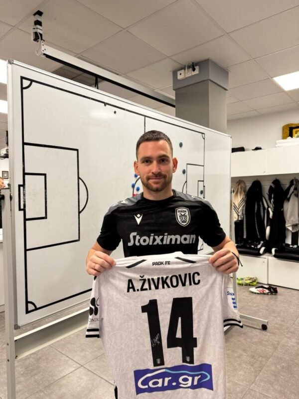 MATCH WORN SHIRT OF THE CAPTAIN AND THE GOAL SCORER, SIGNED ANDRIJA ZIVKOVIC AEK – PAOK 2-3 (30/03/25) SUPER LEAGUE - Image 2