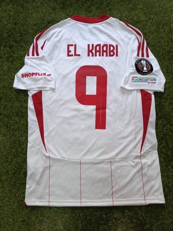 MATCH ISSUED COLLECTABLE SHIRT OF THE GREEK CHAMPIONS  AYOUB EL KAABI STEAOUA BUCHAREST – OLYMPIAKOS 0-0 (28/11/24) EUROPA LEAGUE - Image 2