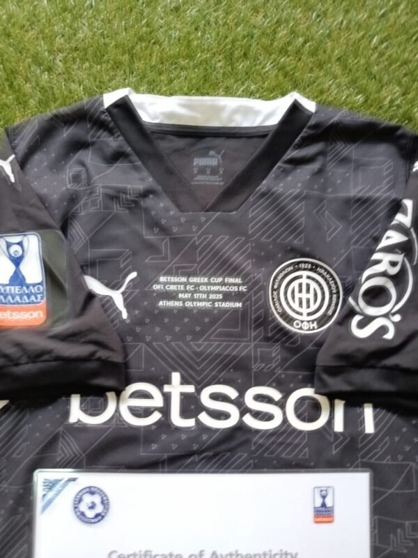 MATCH ISSUED SHIRT  TIAGO NUSS OFI – OLYMPIAKOS 0-2  ( 17/05/25) GREEK CUP FINAL COA FROM HELLENIC FOOTBALL FEDERATION - Image 5