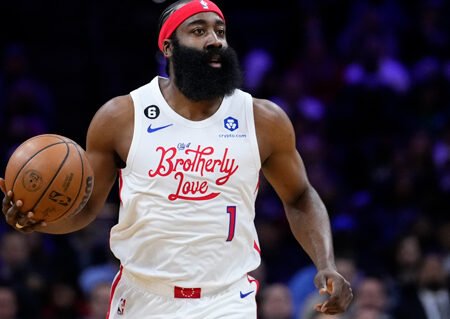 GAME ISSUED SHIRT OF THE NBA SUPER STAR AND FUTURE HOF JAMES HARDEN PHILADELPHIA 76rs SEASON 2022/23 FRAMED COA PHILADELPHIA 76rs