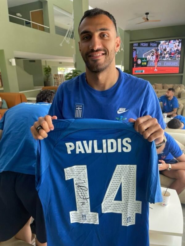 MATCH WORN SHIRT UNWASHED AND SIGNED OF THE GOAL SCORER  VANGELIS PAVLIDIS GREECE – SLOVAKIA 4-1 (07/06/25) INTERNATIONAL FRIENDLY - Image 2