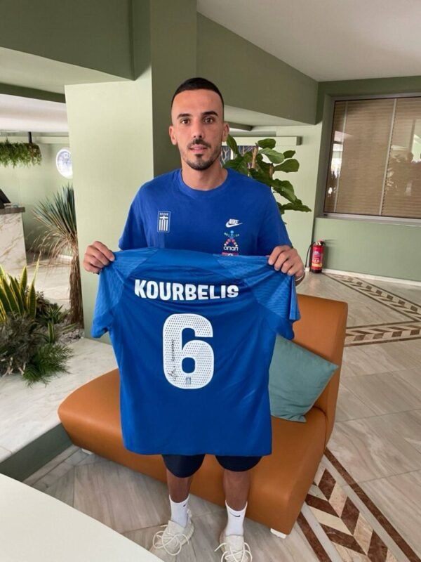 MATCH WORN SHIRT UNWASHED AND SIGNED  DIMITRIS KOURBELIS GREECE – SLOVAKIA 4-1 (07/06/25) INTERNATIONAL FRIENDLY - Image 2