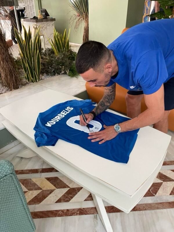 MATCH WORN SHIRT UNWASHED AND SIGNED  DIMITRIS KOURBELIS GREECE – SLOVAKIA 4-1 (07/06/25) INTERNATIONAL FRIENDLY - Image 5