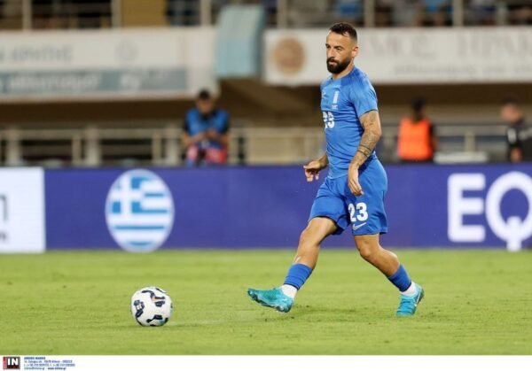 MATCH WORN SHIRT UNWASHED AND SIGNED  MANOLIS SIOPIS  GREECE – SLOVAKIA 4-1 (07/06/25) INTERNATIONAL FRIENDLY