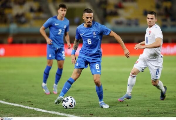 MATCH WORN SHIRT UNWASHED AND SIGNED  DIMITRIS KOURBELIS GREECE – SLOVAKIA 4-1 (07/06/25) INTERNATIONAL FRIENDLY