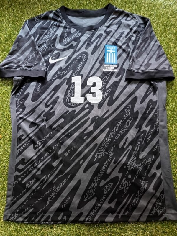 COLLECTIBLE MATCH WORN SHIRT UNWASHED AND SIGNED OF THE MVP OF THE GAME  CHRISTOS MANDAS GREECE – SLOVAKIA 4-1 (07/06/25) INTERNATIONAL FRIENDLY  HIS 1st APPEARANCE WITH NATIONAL TEAM - Image 4
