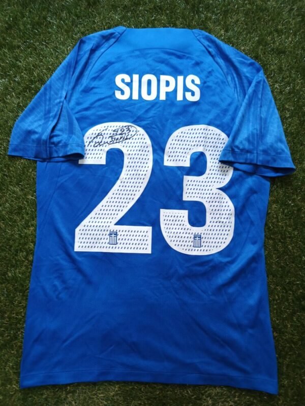 MATCH WORN SHIRT UNWASHED AND SIGNED  MANOLIS SIOPIS  GREECE – SLOVAKIA 4-1 (07/06/25) INTERNATIONAL FRIENDLY - Image 3