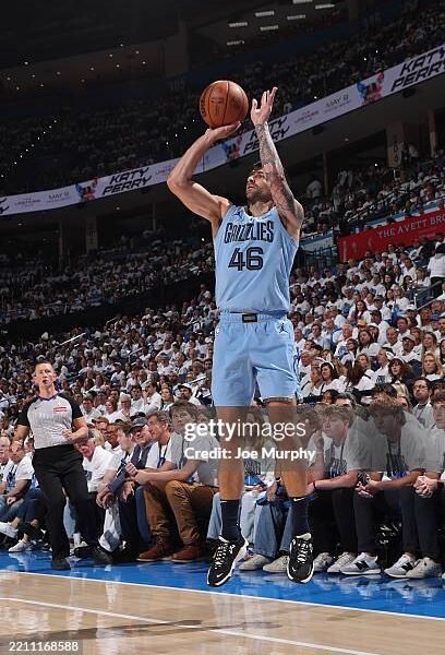 MATCH WORN SHIRT JOHN KONCHAR MEMPHIS GRIZZLIES - OKLAHOMA THUNDER 80-131 (20/04/25)  GAME 1 FIRST ROUND NBA PLAYOFFS ( 2 POINTS, 3 REBOUNDS, 2 ASSISTS, 1 STEAL) COA NBA, PHOTOMACHED