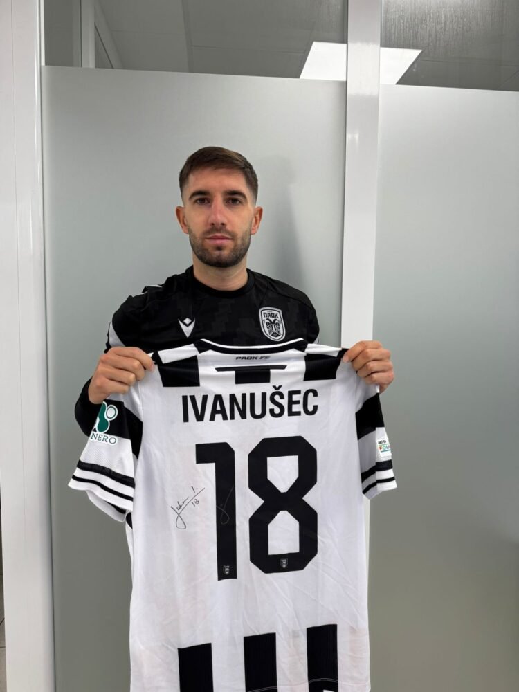 MATCH WORN SHIRT UNWASHED AND SIGNED LUKA IVANUSEC PAOK – YOUNG BOYS 4-0 (06/11/25) EUROPA LEAGUE - Image 2