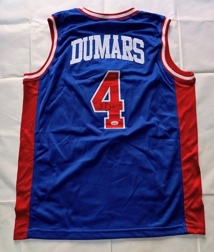 COLLECTABLE REPLICA SHIRT DETROIT PISTONS SIGNED BY THE NBA STAR AND HALL OF FAMER JOHN DUMARS COA JSA - Image 2