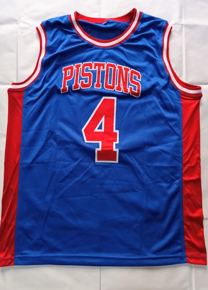 COLLECTABLE REPLICA SHIRT DETROIT PISTONS SIGNED BY THE NBA STAR AND HALL OF FAMER JOHN DUMARS COA JSA - Image 5