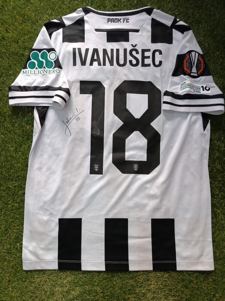 MATCH WORN SHIRT UNWASHED AND SIGNED LUKA IVANUSEC PAOK – YOUNG BOYS 4-0 (06/11/25) EUROPA LEAGUE - Image 3