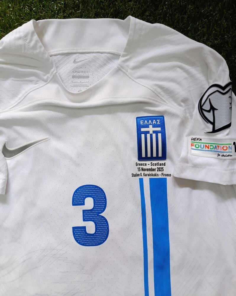 COLLECTABLE MATCH WORN SHIRT KONSTANTINOS KOULIERAKIS GREECE – SCOTLAND 3-2 (15/11/25) QUALIFICATIONS WORLD CUP 26 - Image 6