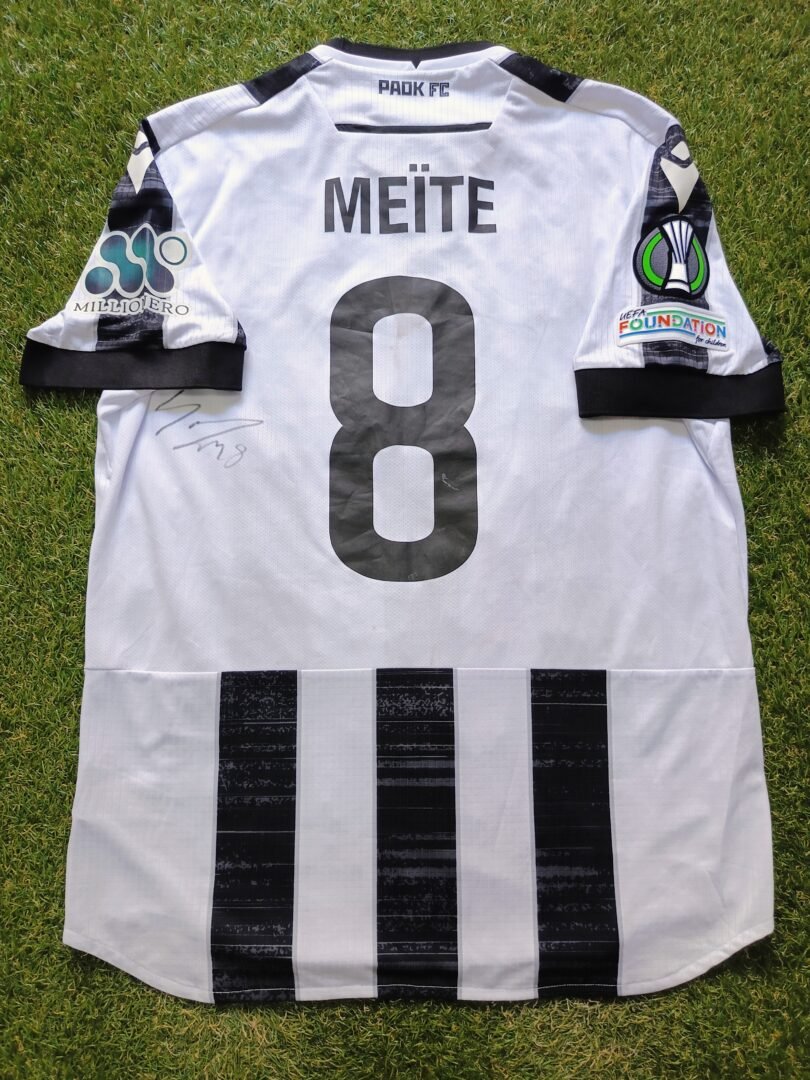 COLLECTABLE MATCH WORN SHIRT DIRTY AND SIGNED OF THE GREEK CHAMPIONS 2023/24 SOUALIHO MEITE PAOK F.C CONFERENCE LEAGUE - Image 2