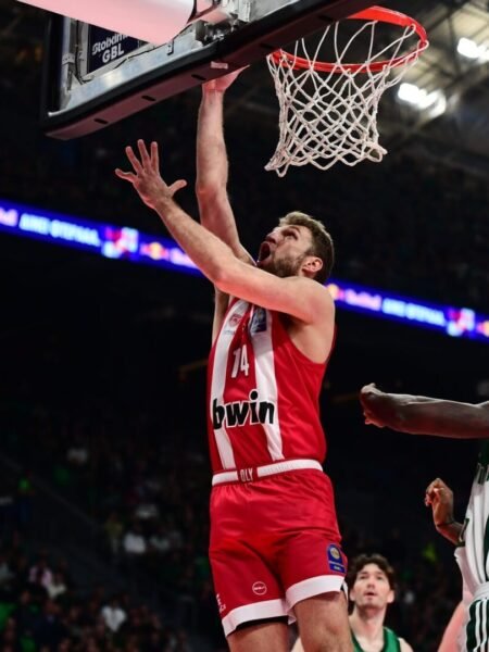 MATCH WORN SHIRT ALEXANDER VEZENKOV OLYMPIAKOS B.C SEASON 2025/26 BASKET LEAGUE