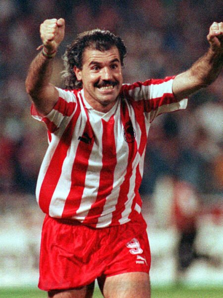 OFFICIAL COLLECTABLE ANNIVERSARY ADIDAS JERSEY OLYMPIAKOS F.C 100 YEARS 1925-2025  SIGNED BY THE LEGEND NIKO ANASTOPOULO