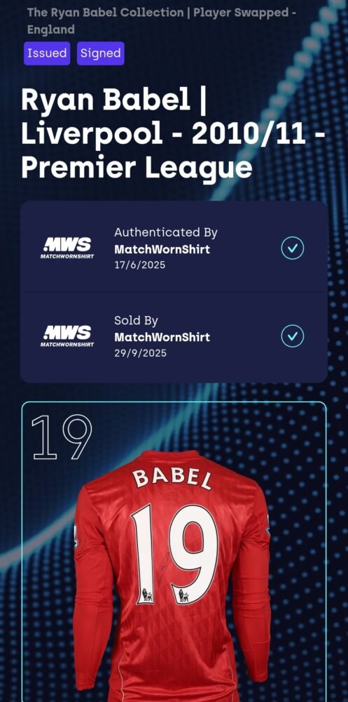 RYAN BABEL – LIVERPOOL – MATCH-ISSUED AND SIGNED JERSEY – PREMIER LEAGUE – SEASON 2010/2011 - Image 2