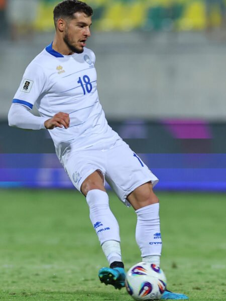 KOSTAKIS ARTYMATAS - CYPRUS NATIONAL TEAM - MATCH WORN AND TEAM SIGNED JERSEY - FIFA WORLD CUP 2026 QUALIFIERS