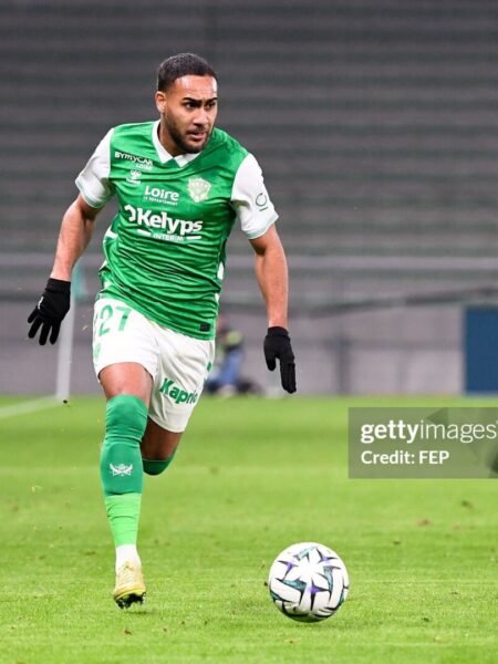YVANN MACON (AEL NOVIBET PLAYER) - AS SAINT ETIENNE - OFFICIAL AND HAND SIGNED JERSEY - LIGUE 2 - SEASON 2025/2026