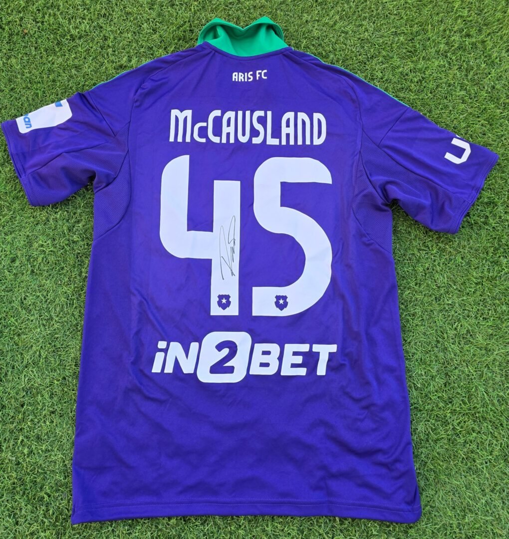 ROSS MCCAUSLAND – ARIS LIMASSOL – MATCH WORN AND SIGNED JERSEY – STOIXIMAN CYPRUS LEAGUE – SEASON 2025/2026 - Image 3