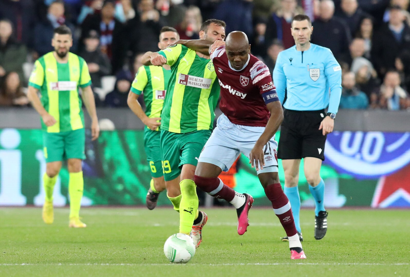 ANGELO OGBONNA – WEST HAM – CAPTAIN’S MATCH WORN JERSEY – WEST HAM VS AEK (4-0, 16/03/2023) – UEFA CONFERENCE LEAGUE – SEASON 2022/2023