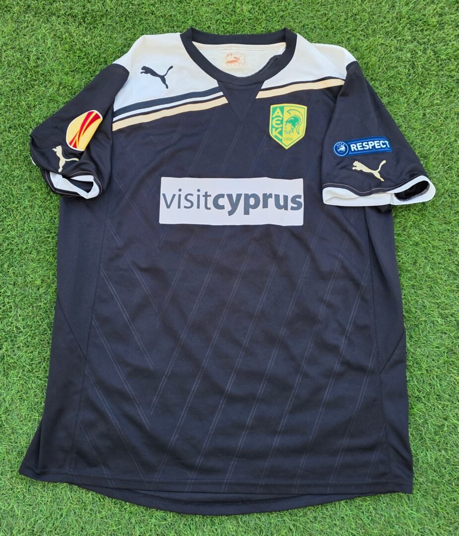 GORKA PINTADO – AEK LARNACA – MATCH WORN JERSEY – MACCABI HAIFA VS AEK (2-1, 1/12/2011) – UEFA EUROPA LEAGUE GROUP STAGE – SEASON 2011/2012 – GOAL SCORER - Image 3
