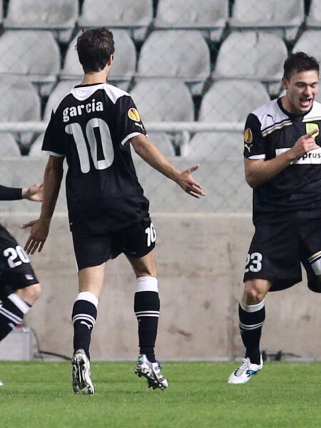 GORKA PINTADO – AEK LARNACA – MATCH WORN JERSEY – MACCABI HAIFA VS AEK (2-1, 1/12/2011) – UEFA EUROPA LEAGUE GROUP STAGE – SEASON 2011/2012 – GOAL SCORER