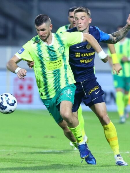 VALENTIN ROBERGE - AEK LARNACA – MATCH WORN AND TEAM-SIGNED JERSEY VS CELJE (1-1, 24/07/2025) - EUROPA LEAGUE QUALIFIERS