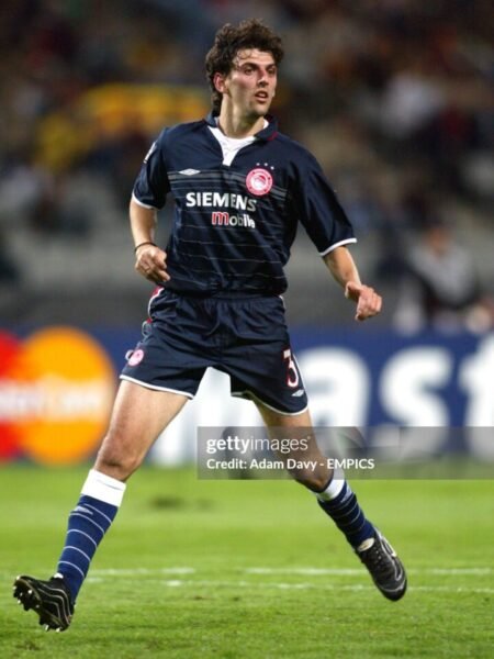 STELIOS VENETIDIS - OLYMPIACOS PIRAEUS - MATCH WORN AND SIGNED JERSEY - SEASON 2001/2002