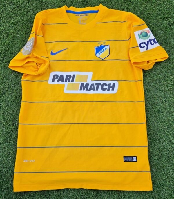 Giannis Gianniotas – APOEL – MATCH WORN SHIRT – CYPRUS FIRST DIVISION CHAMPIONSHIP – SEASON 2016/2017 – 90 YEARS ANNIVERSARY JERSEY - Image 3