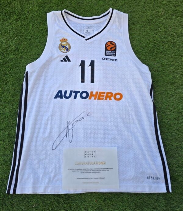 MARIO HEZONJA – REAL MADRID – MATCH WORN AND SIGNED SHIRT – REAL MADRID VS PARIS FC – EUROLEAGUE 2024/2025 - Image 3
