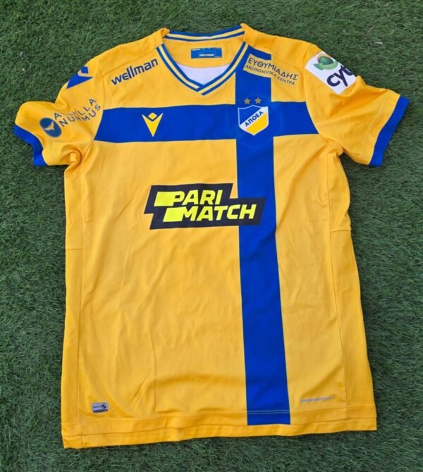 GIORGOS MERKIS – APOEL NICOSIA – MATCH WORN AND SIGNED  SHIRT – CYPRUS LEAGUE – SEASON 2021/2022 - Image 4