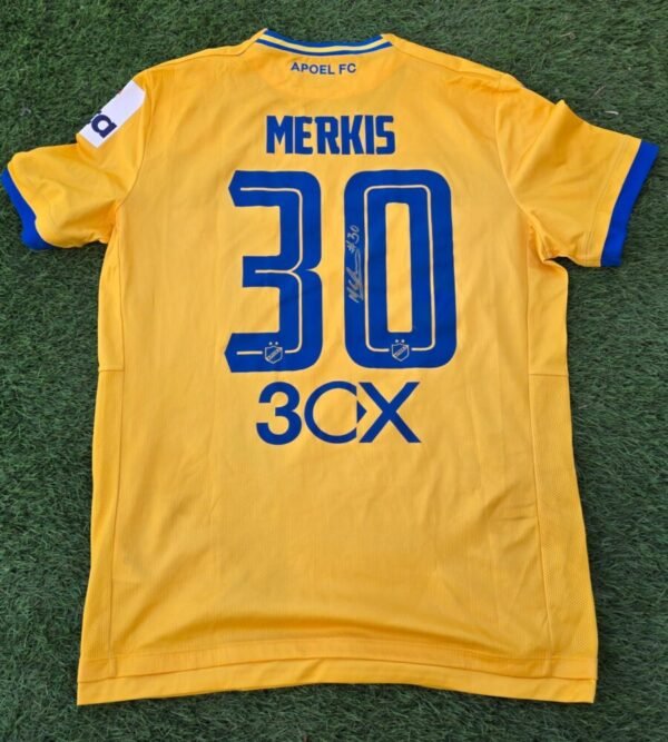 GIORGOS MERKIS – APOEL NICOSIA – MATCH WORN AND SIGNED  SHIRT – CYPRUS LEAGUE – SEASON 2021/2022 - Image 3