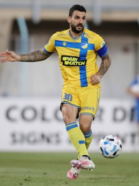 GIORGOS MERKIS – APOEL NICOSIA – MATCH WORN AND SIGNED  SHIRT – CYPRUS LEAGUE – SEASON 2021/2022