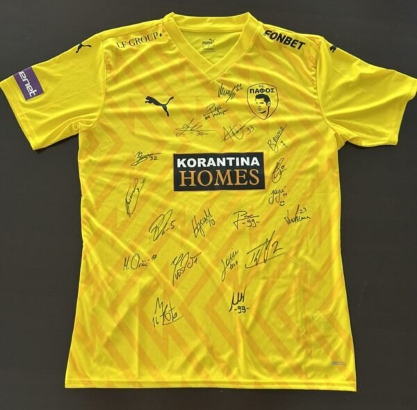 Neofytos Michael – Pafos FC – OFFICIAL JERSEY SIGNED BY THE WHOLE TEAM – SEASON 2024/2025 - Image 4