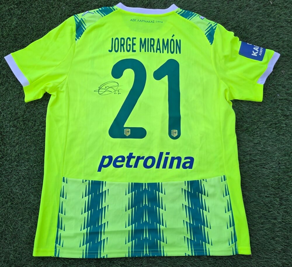 JORGE MIRAMON – AEK LARNACA – MATCH-WORN AND SIGNED JERSEY – BRANN VS AEK LARNACA (2-1, 21/08/2025) – UEFA CONFERENCE LEAGUE QUALIFIERS - Image 3