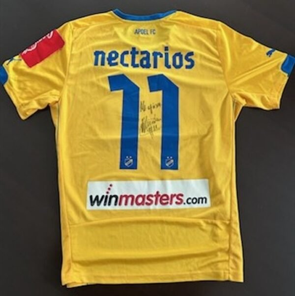 Nektarios Alexandrou – APOEL – MATCH WORN AND SIGNED JERSEY – CYPRUS CUP – SEASON 2014/2015 - Image 2