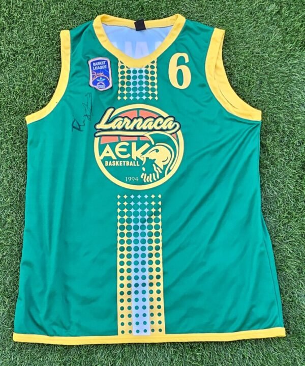 Giorgos Palalas – AEK Larnaca – MATCH WORN AND SIGNED SHIRT – OPAP BASKET LEAGUE CYPRUS – SEASON 2017/2018 - Image 4