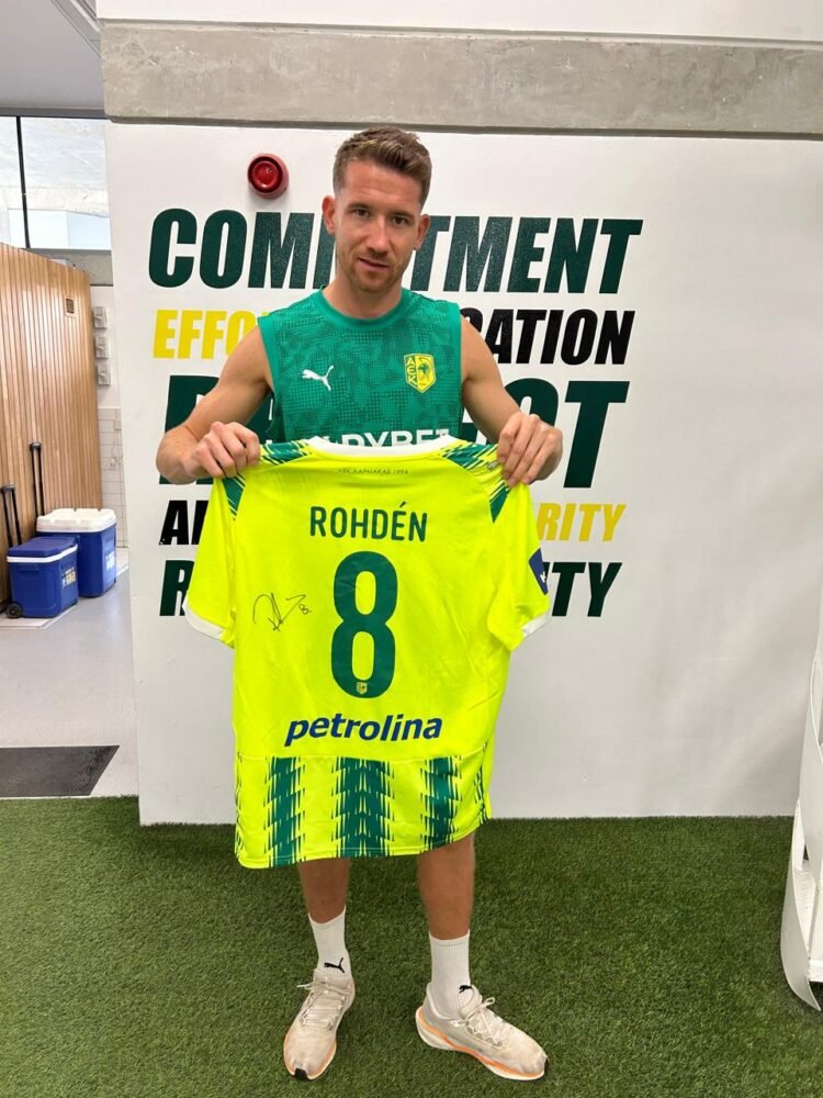 MARCUS ROHDEN – AEK LARNACA – MATCH WORN AND SIGNED JERSEY – CELJE VS AEK LARNACA (1-1, 24/7/2025) – EUROPA LEAGUE QUALIFIERS - Image 2